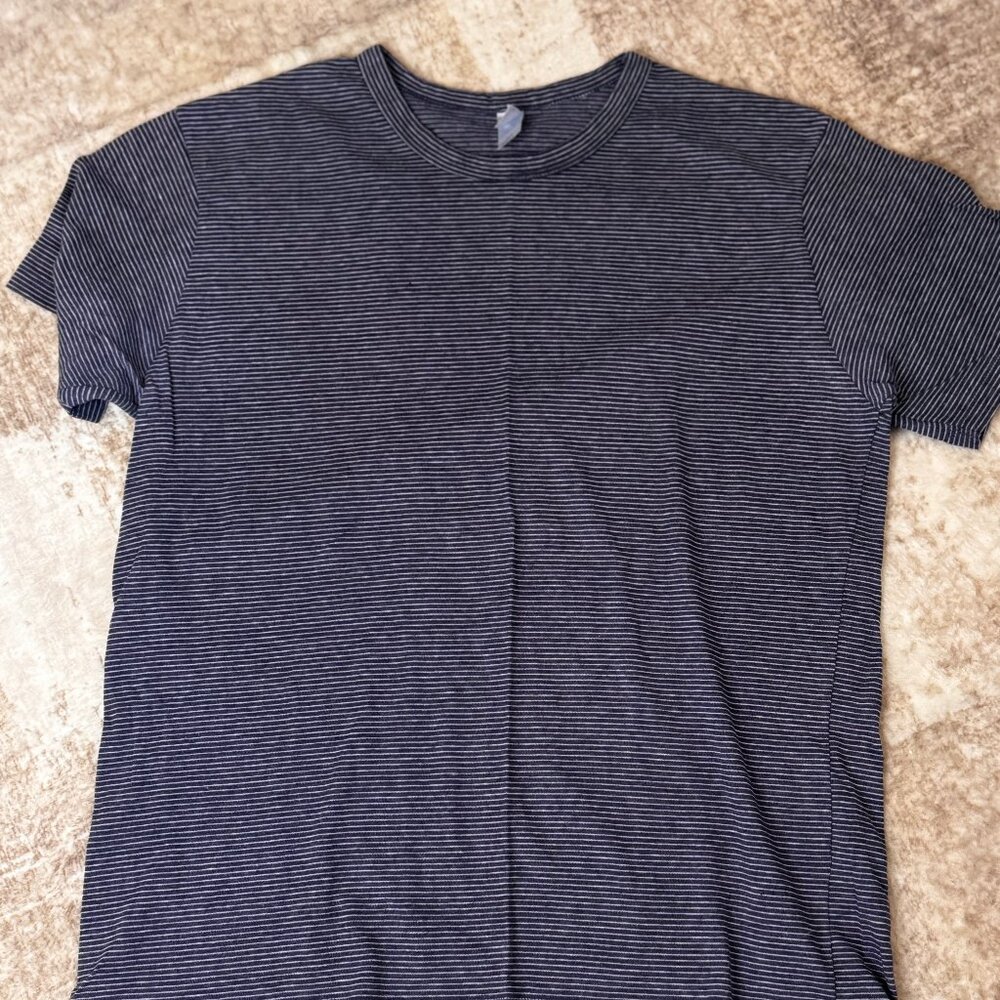Blue/White Mini Striped S/S Cotton T-shirt, XL